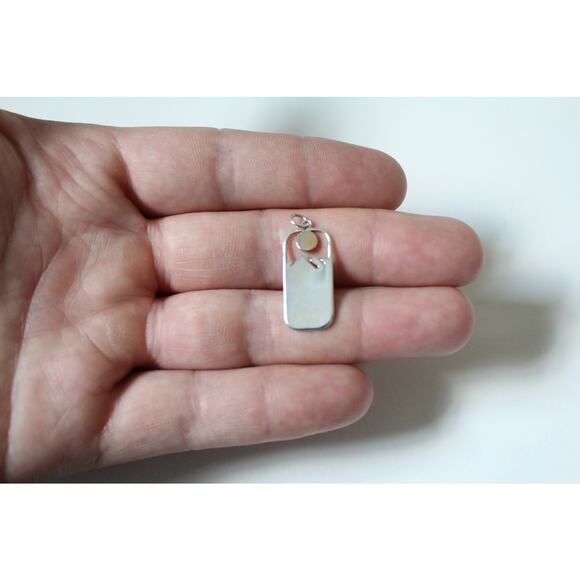 Sterling Silver Rectangle Pine Tree Charm with Bronze Sun - Picture 2 of 4